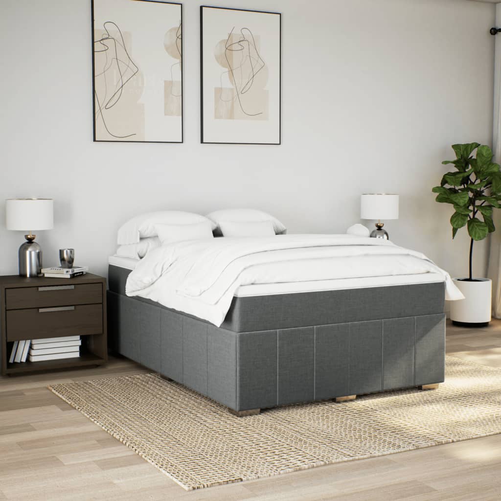 Boxspring met matras stof donkergrijs 140x200 cm is nu te koop bij PeponiXL, paradijselijk wonen!