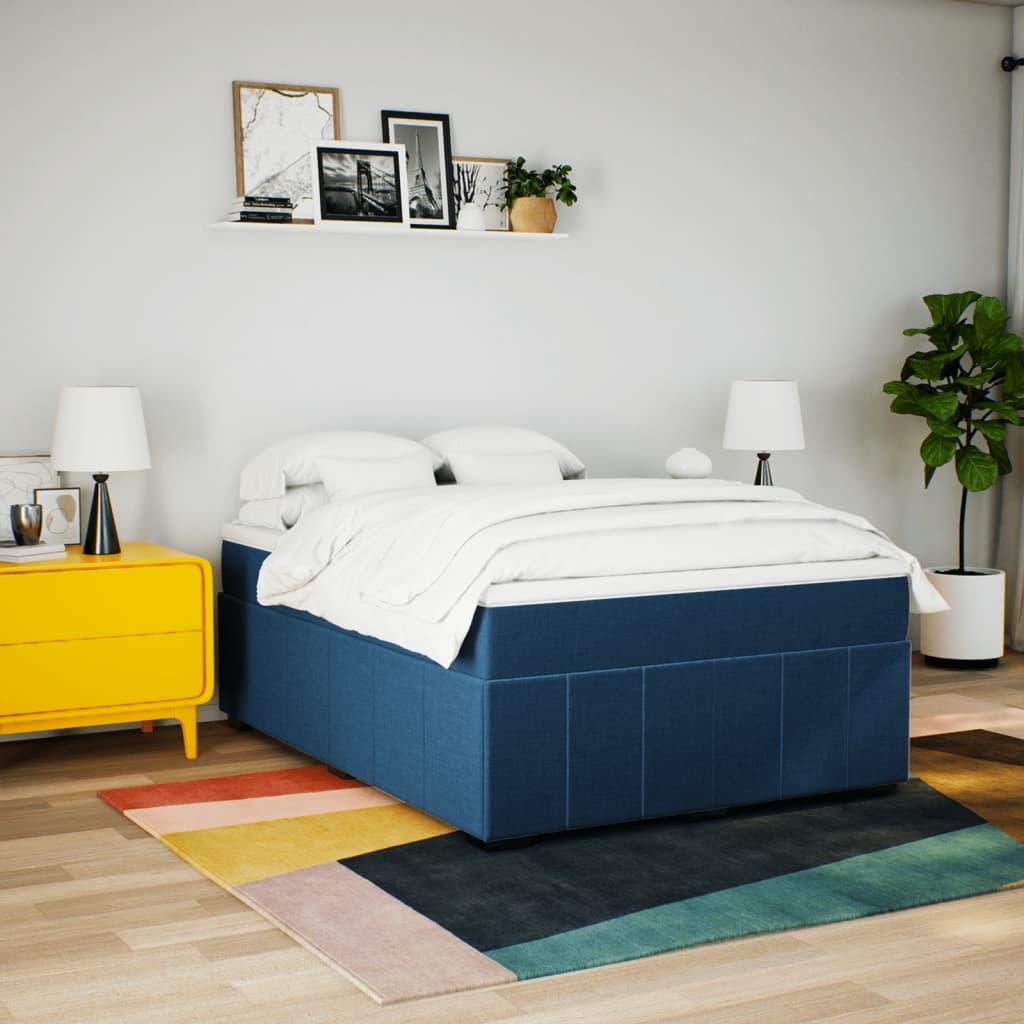 Boxspring met matras stof blauw 140x200 cm is nu te koop bij PeponiXL, paradijselijk wonen!