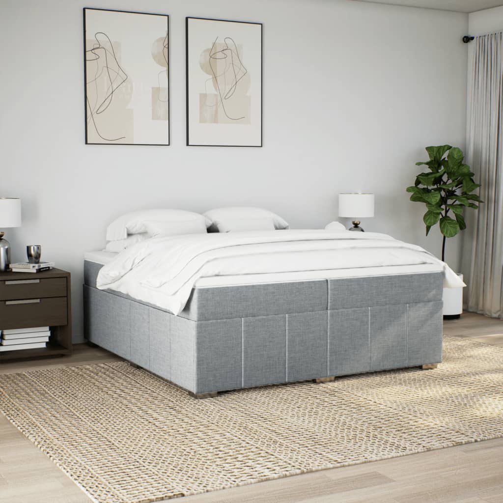 Boxspring met matras stof lichtgrijs 200x200 cm is nu te koop bij PeponiXL, paradijselijk wonen!