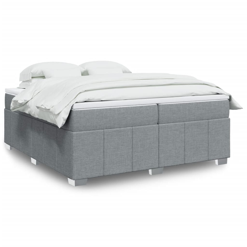 Boxspring met matras stof lichtgrijs 200x200 cm is nu te koop bij PeponiXL, paradijselijk wonen!