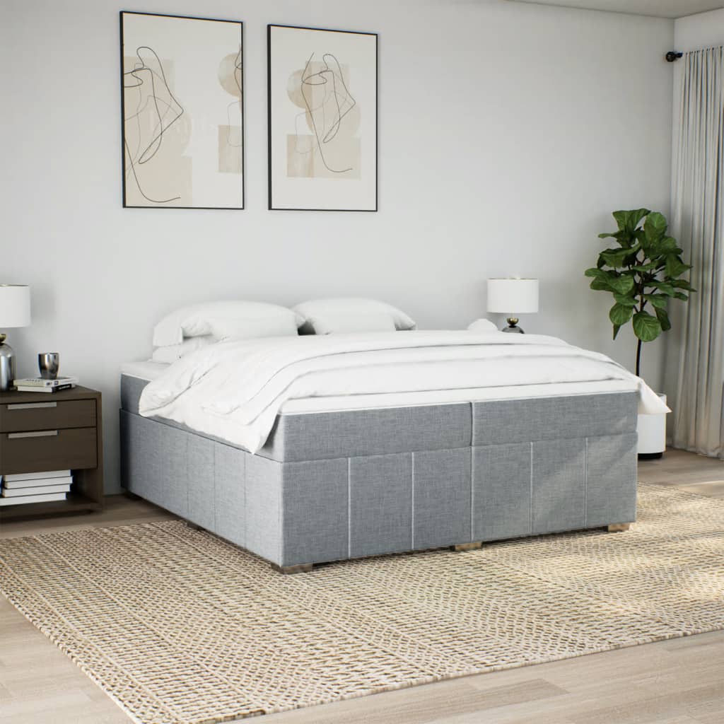 Boxspring met matras stof donkergrijs 200x200 cm is nu te koop bij PeponiXL, paradijselijk wonen!