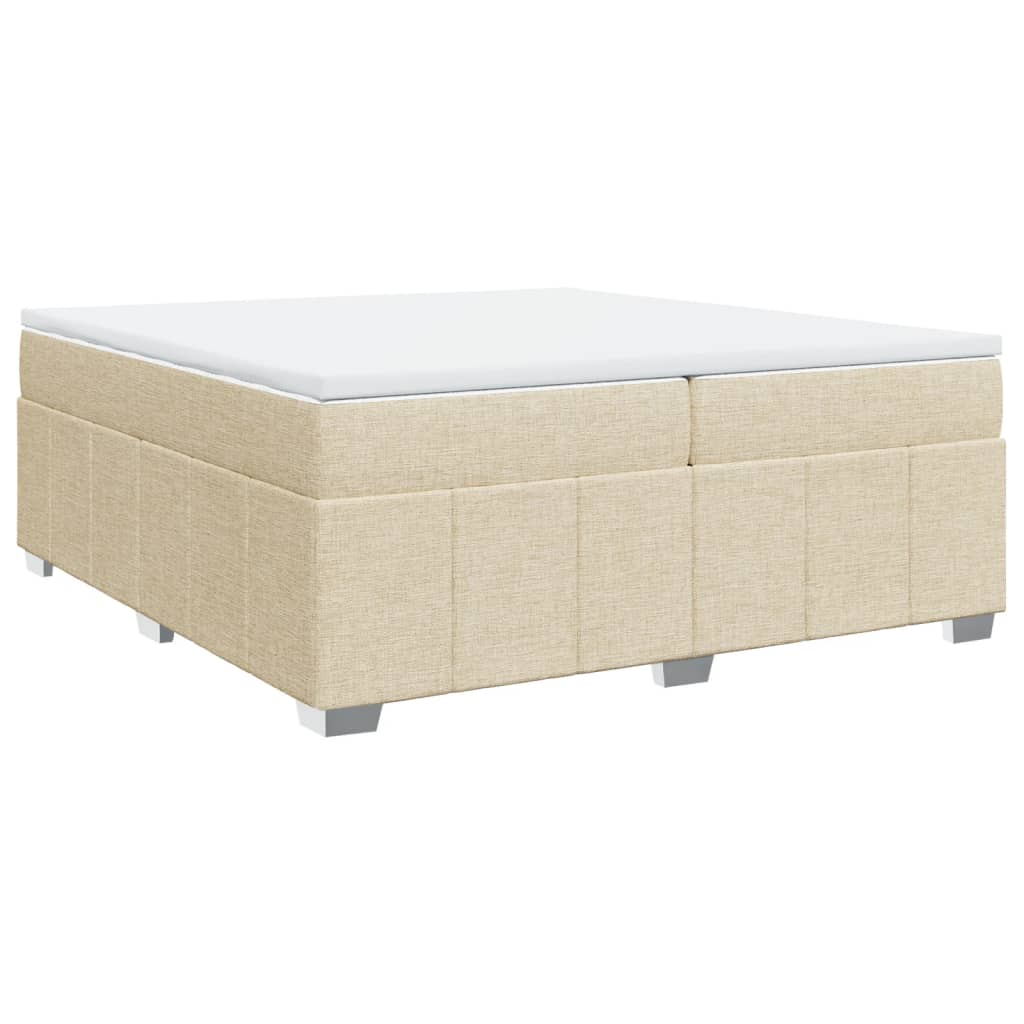 Boxspring met matras stof crèmekleurig 200x200 cm is nu te koop bij PeponiXL, paradijselijk wonen!