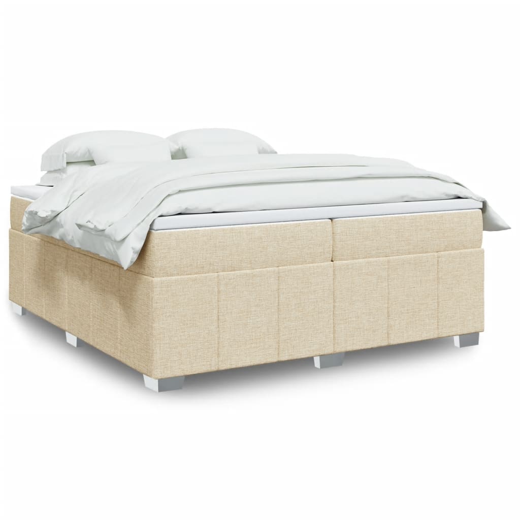 Boxspring met matras stof crèmekleurig 200x200 cm is nu te koop bij PeponiXL, paradijselijk wonen!