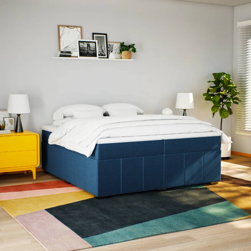 Boxspring met matras stof blauw 200x200 cm is nu te koop bij PeponiXL, paradijselijk wonen!