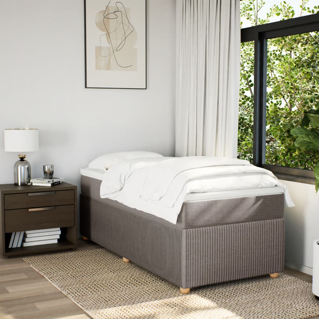 Boxspring met matras stof taupe 80x200 cm is nu te koop bij PeponiXL, paradijselijk wonen!