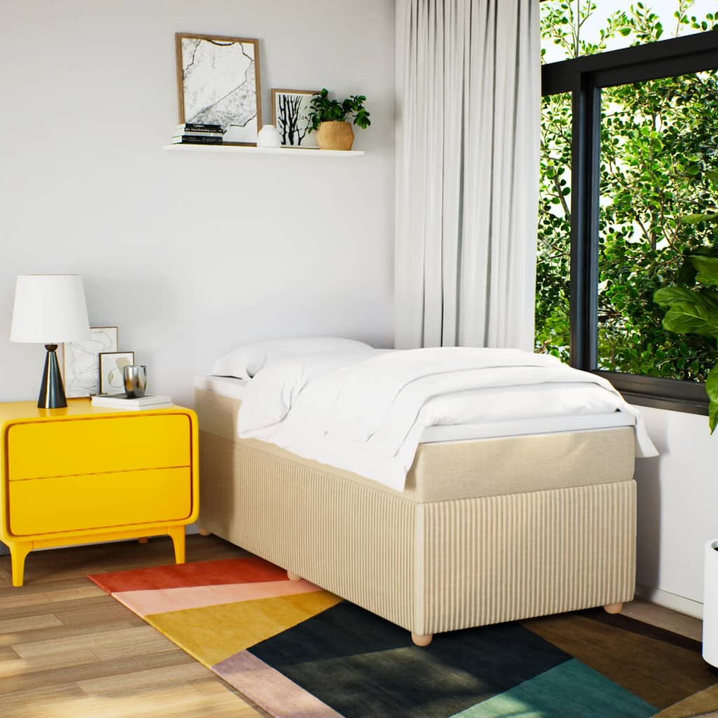 Boxspring met matras stof crèmekleurig 80x200 cm is nu te koop bij PeponiXL, paradijselijk wonen!