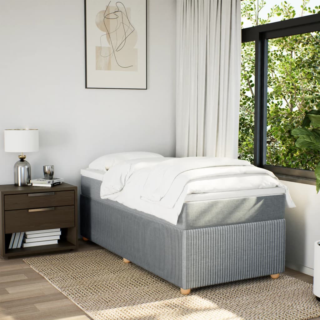 Boxspring met matras stof lichtgrijs 90x190 cm is nu te koop bij PeponiXL, paradijselijk wonen!