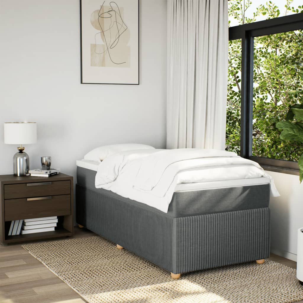 Boxspring met matras stof donkergrijs 90x190 cm is nu te koop bij PeponiXL, paradijselijk wonen!