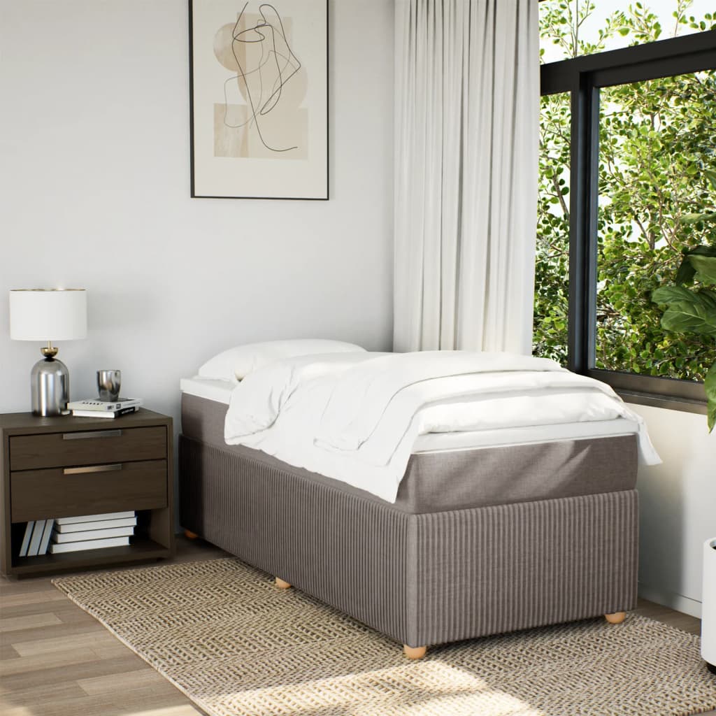 Boxspring met matras stof taupe 90x190 cm is nu te koop bij PeponiXL, paradijselijk wonen!