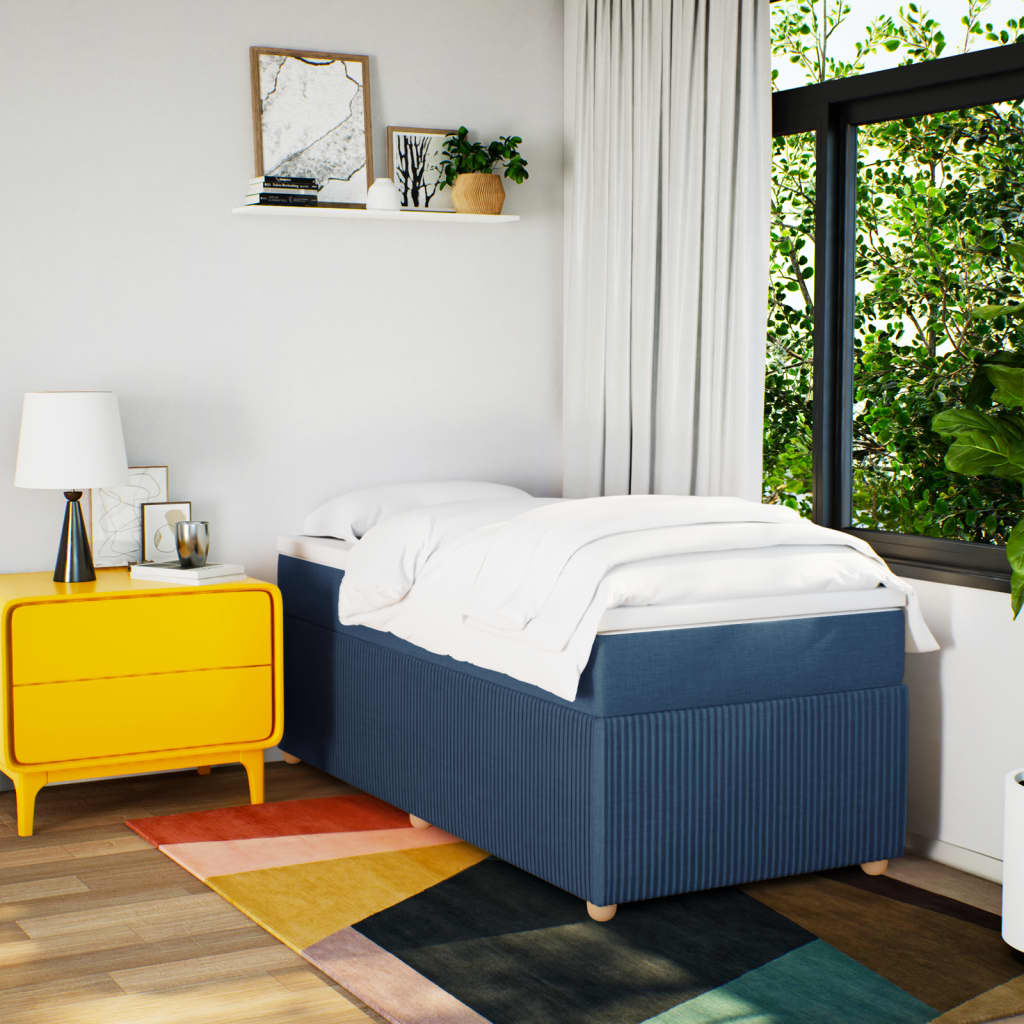 Boxspring met matras stof blauw 90x190 cm is nu te koop bij PeponiXL, paradijselijk wonen!