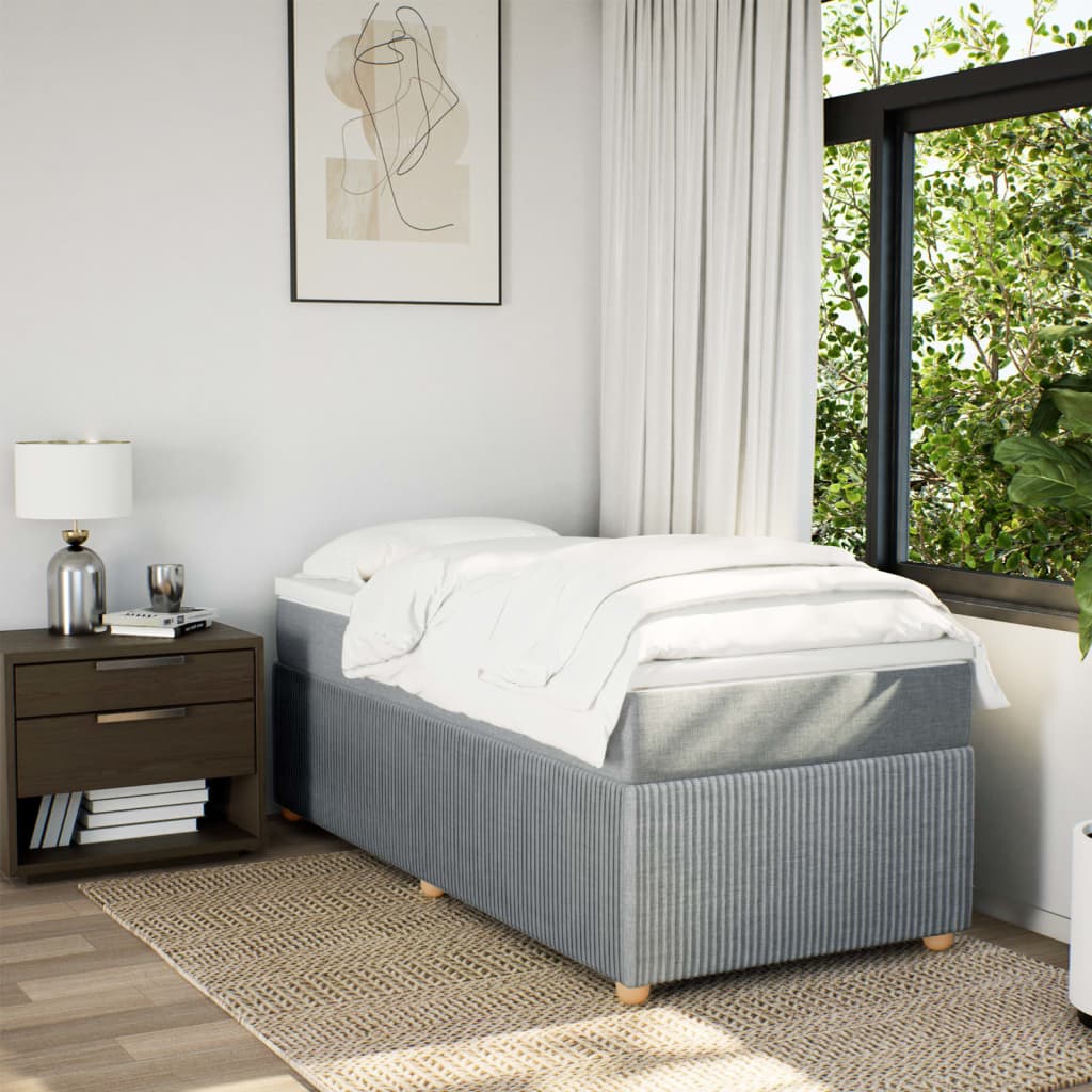 Boxspring met matras stof lichtgrijs 90x200 cm is nu te koop bij PeponiXL, paradijselijk wonen!