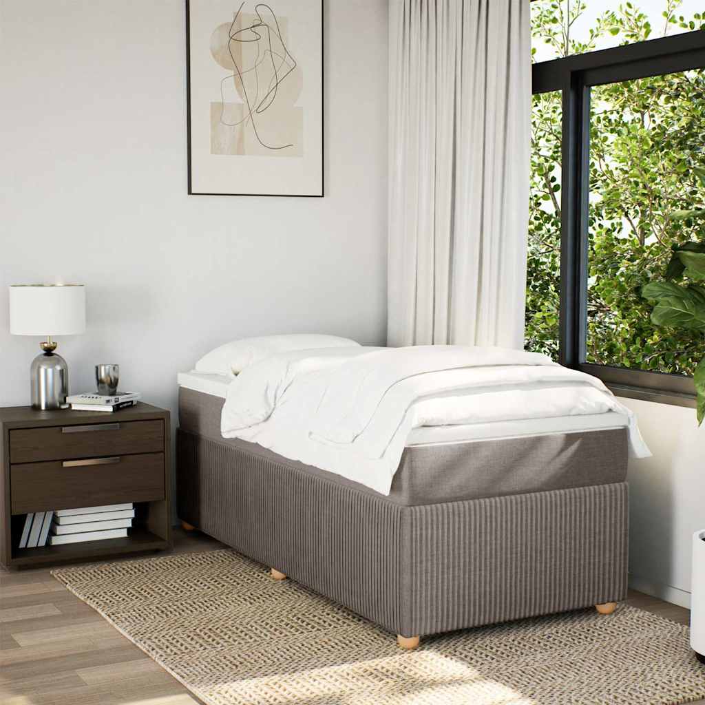 Boxspring met matras stof taupe 90x200 cm is nu te koop bij PeponiXL, paradijselijk wonen!