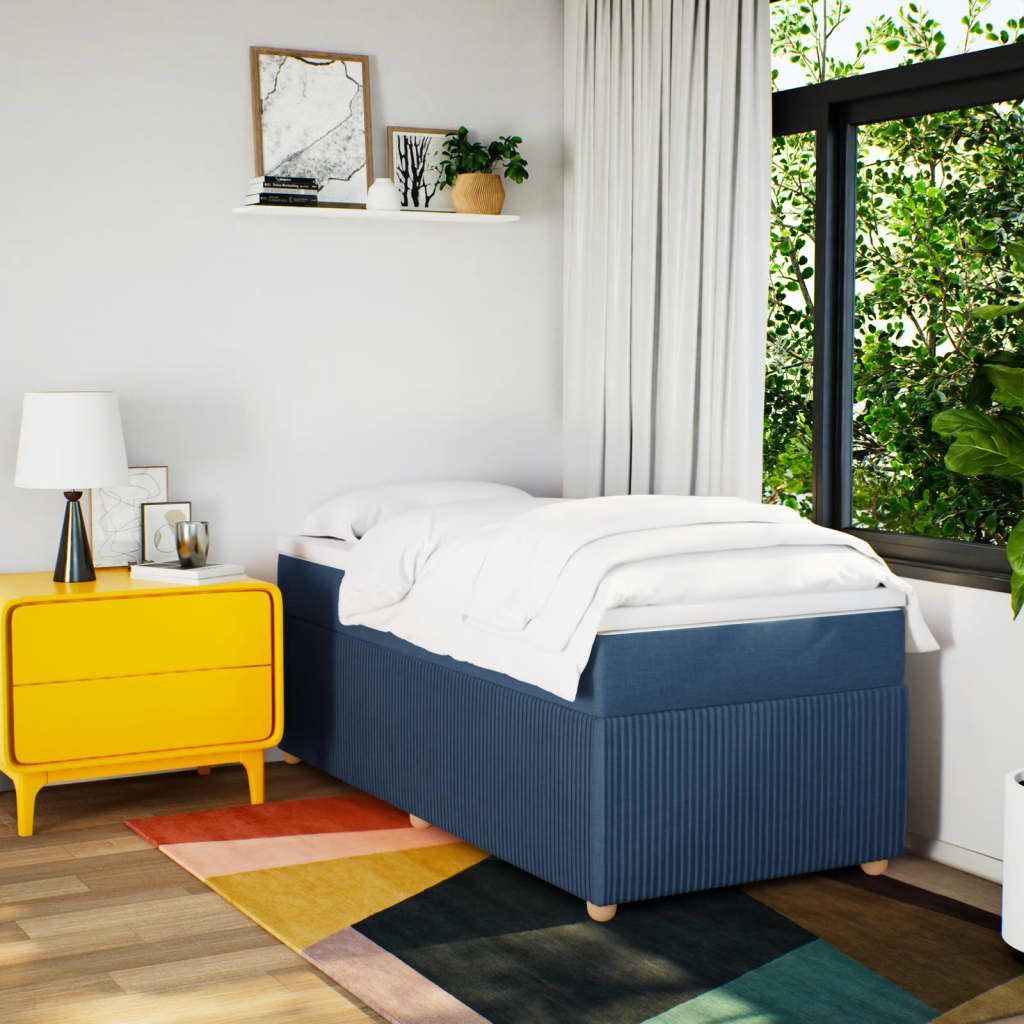 Boxspring met matras stof blauw 90x200 cm is nu te koop bij PeponiXL, paradijselijk wonen!
