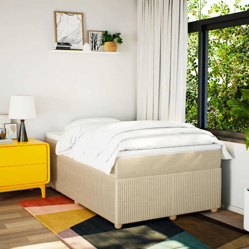 Boxspring met matras stof crèmekleurig 120x190 cm is nu te koop bij PeponiXL, paradijselijk wonen!