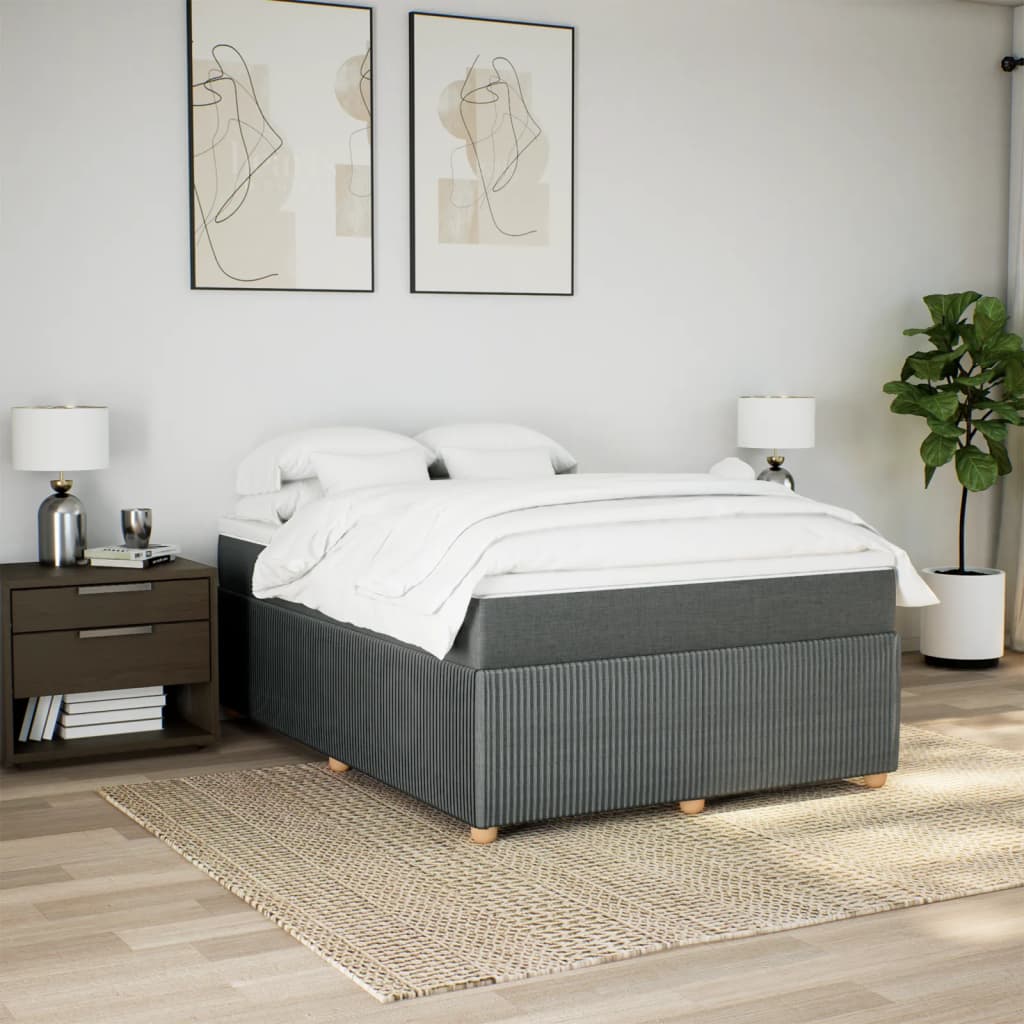 Boxspring met matras stof donkergrijs 140x190 cm is nu te koop bij PeponiXL, paradijselijk wonen!