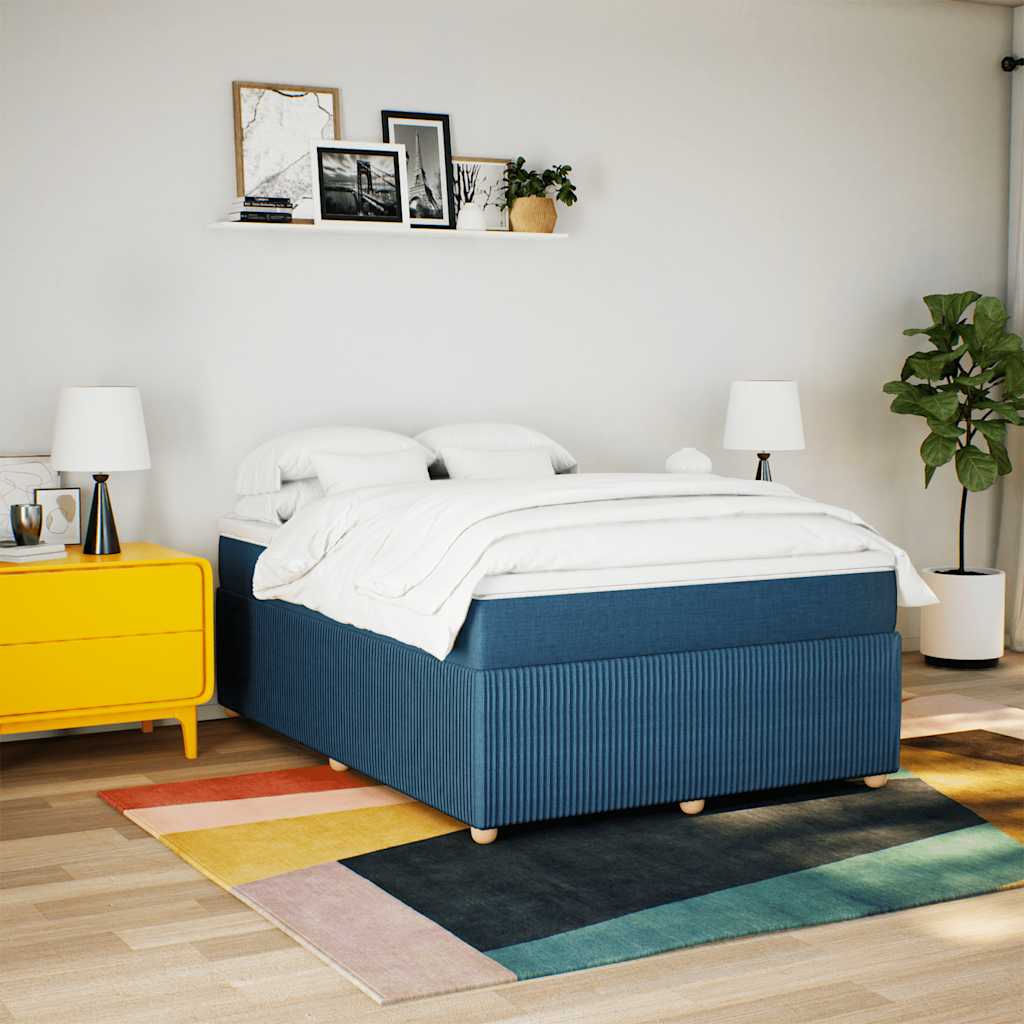 Boxspring met matras stof blauw 140x190 cm is nu te koop bij PeponiXL, paradijselijk wonen!