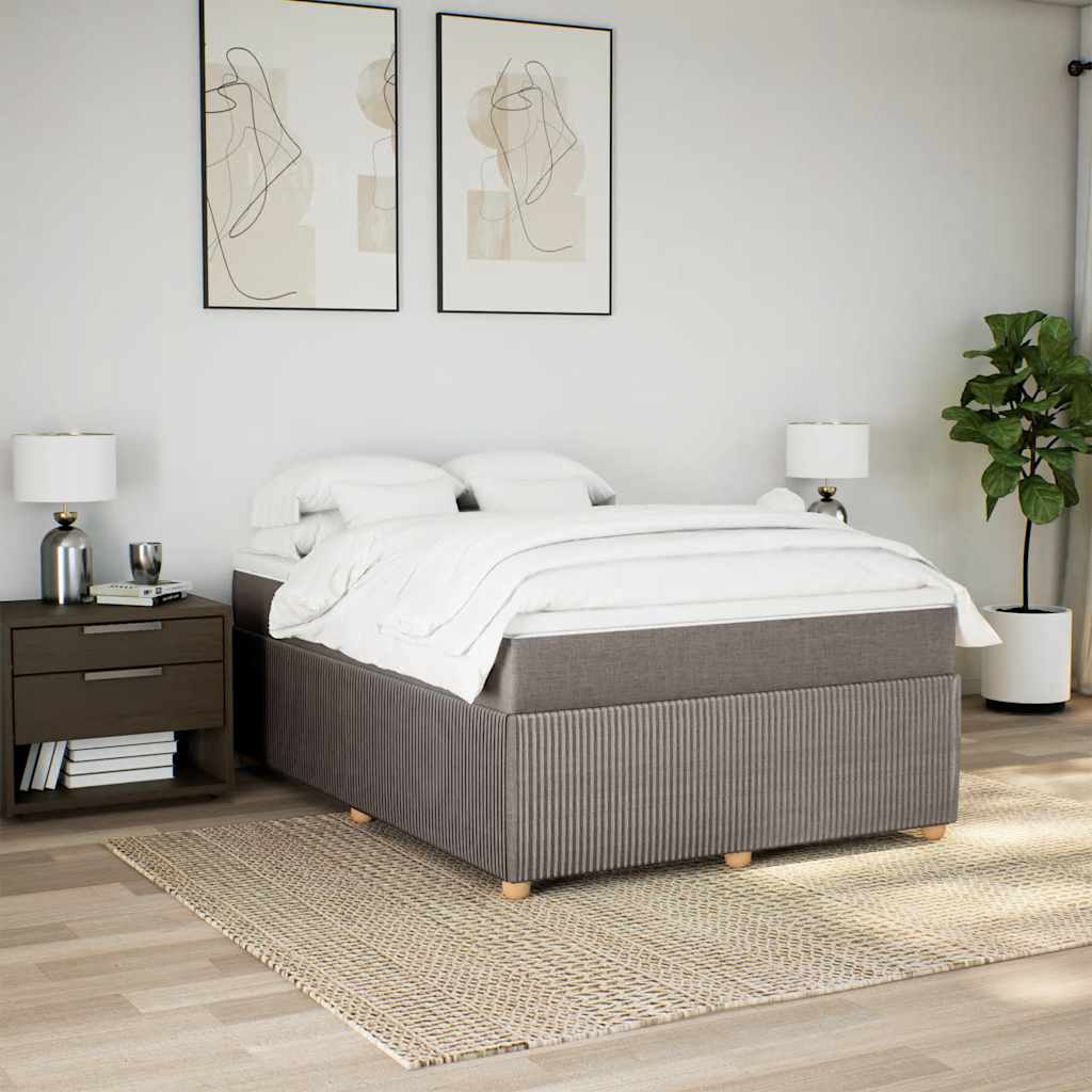Boxspring met matras stof taupe 140x200 cm is nu te koop bij PeponiXL, paradijselijk wonen!