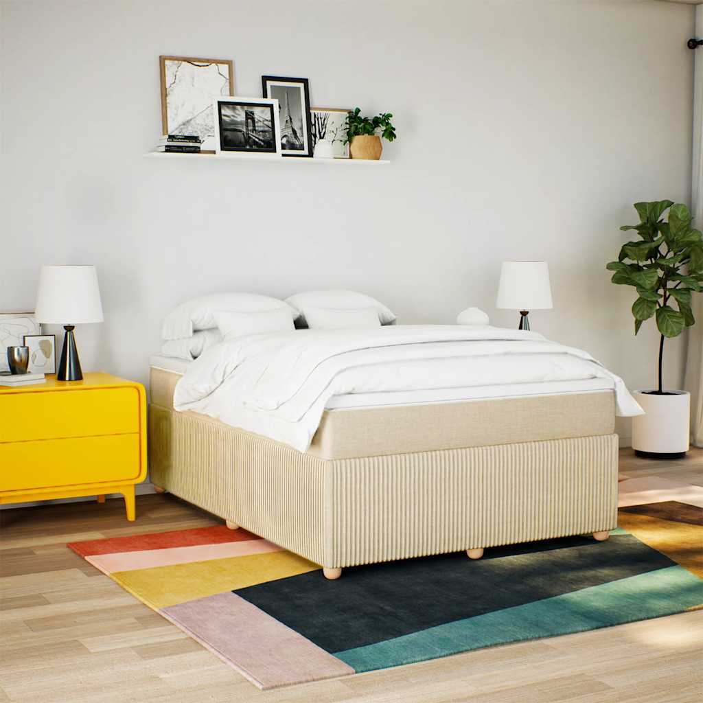 Boxspring met matras stof crèmekleurig 140x200 cm is nu te koop bij PeponiXL, paradijselijk wonen!