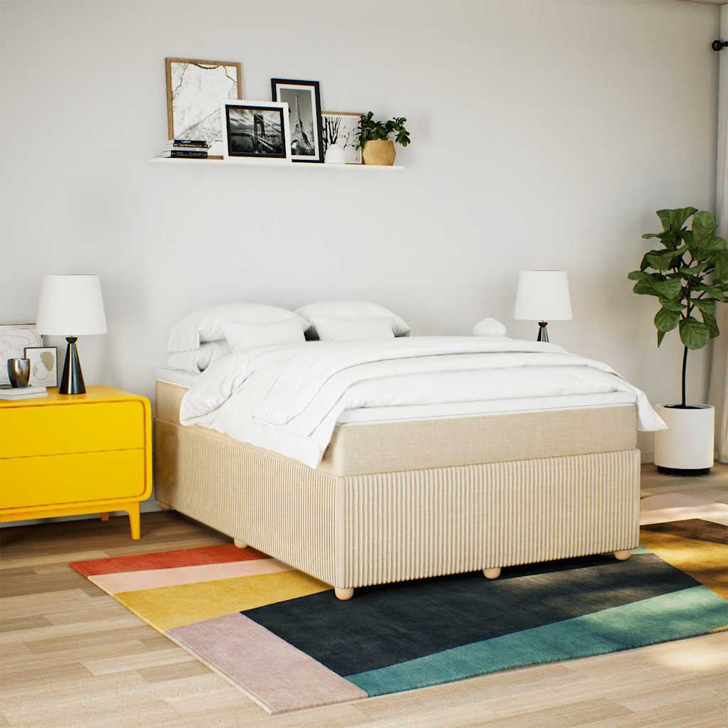 Boxspring met matras stof crèmekleurig 160x200 cm is nu te koop bij PeponiXL, paradijselijk wonen!