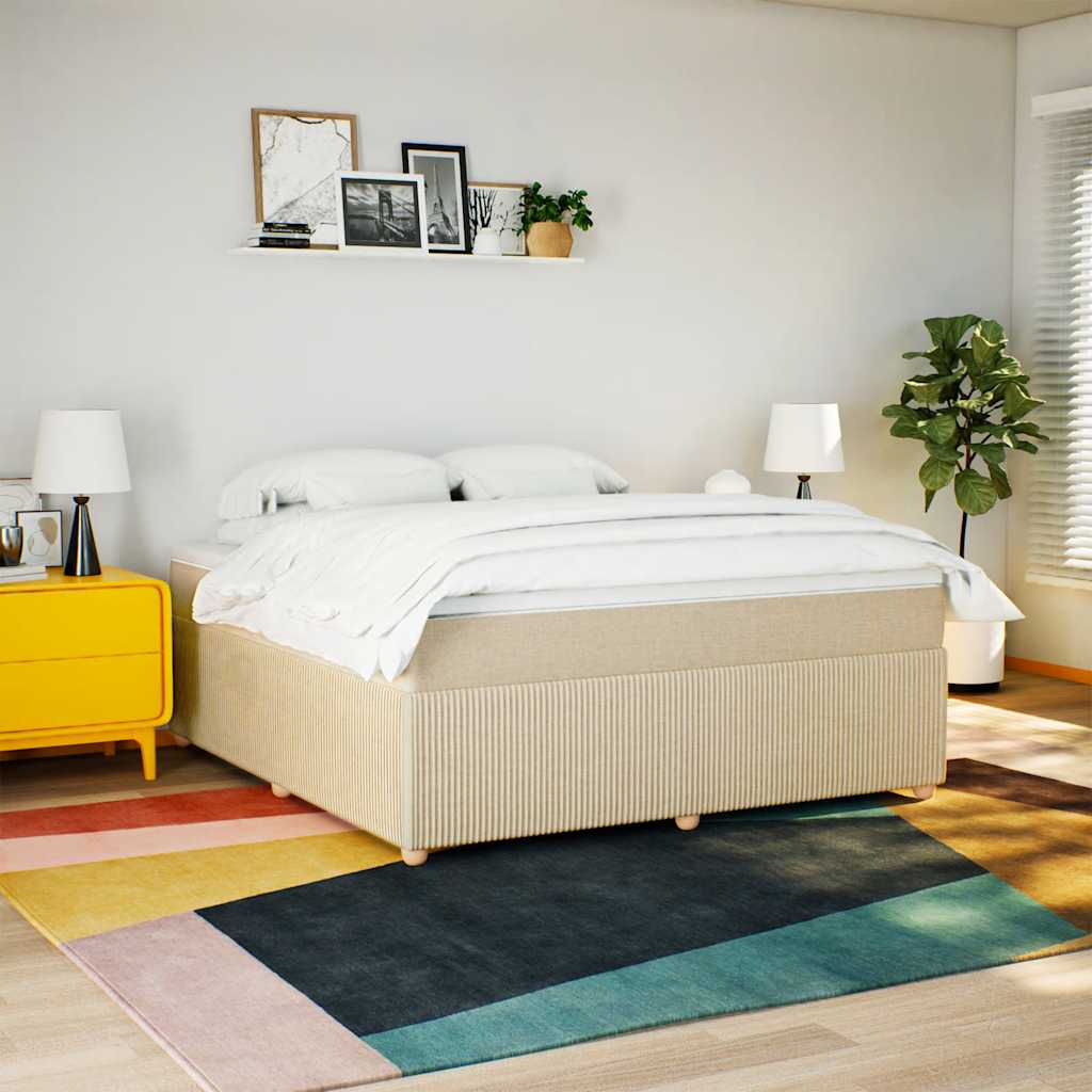 Boxspring met matras stof crèmekleurig 180x200 cm is nu te koop bij PeponiXL, paradijselijk wonen!