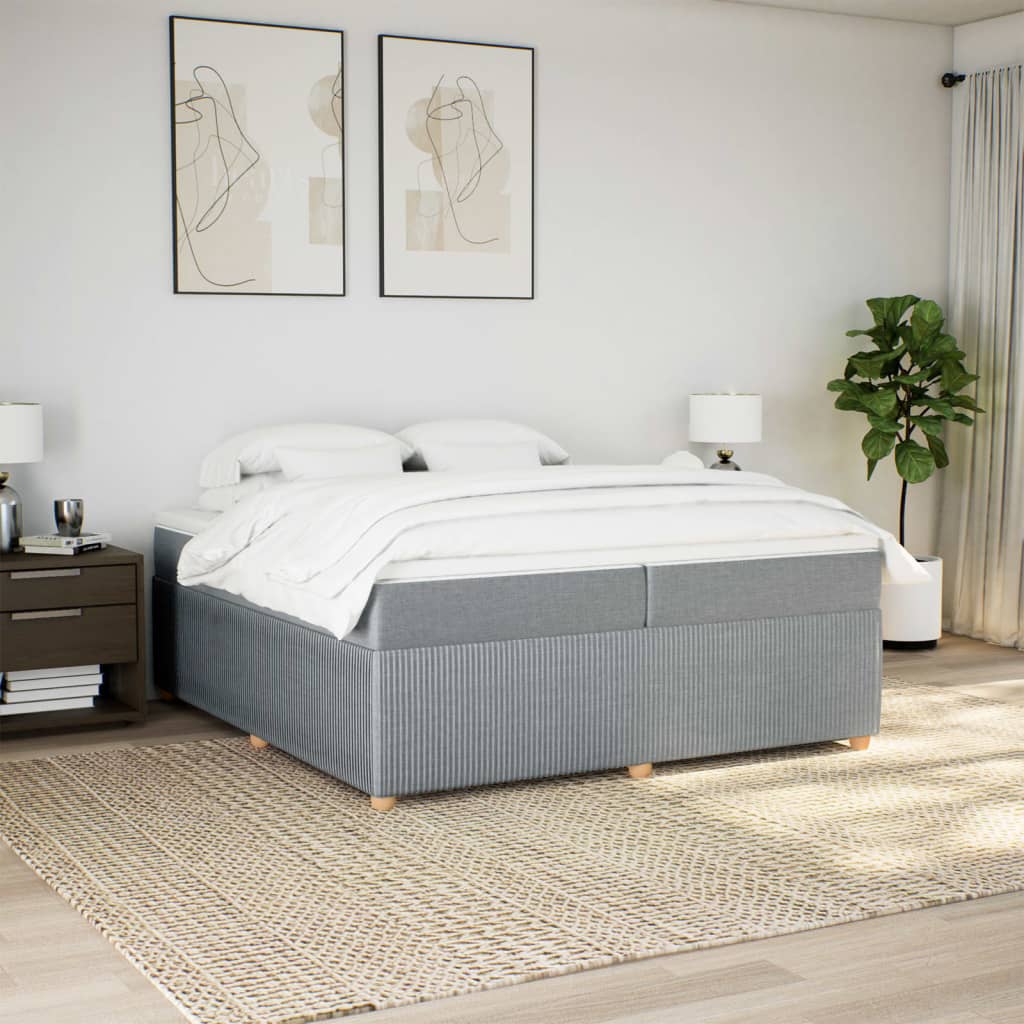 Boxspring met matras stof lichtgrijs 200x200 cm is nu te koop bij PeponiXL, paradijselijk wonen!