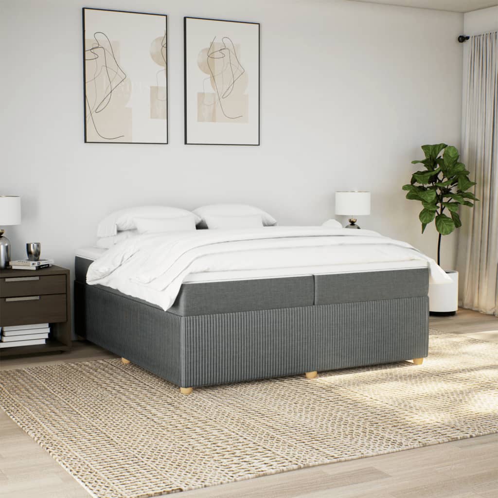 Boxspring met matras stof donkergrijs 200x200 cm is nu te koop bij PeponiXL, paradijselijk wonen!