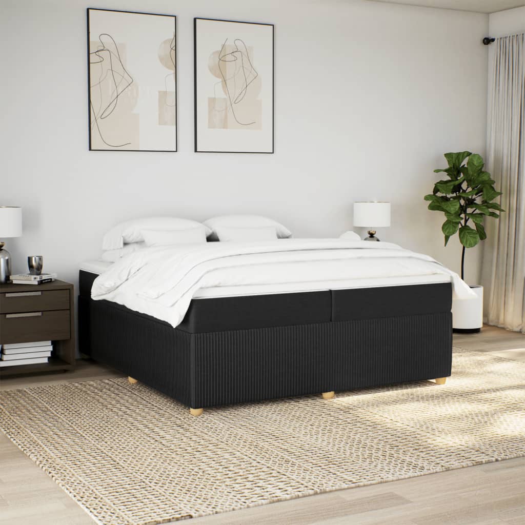 Boxspring met matras stof zwart 200x200 cm is nu te koop bij PeponiXL, paradijselijk wonen!
