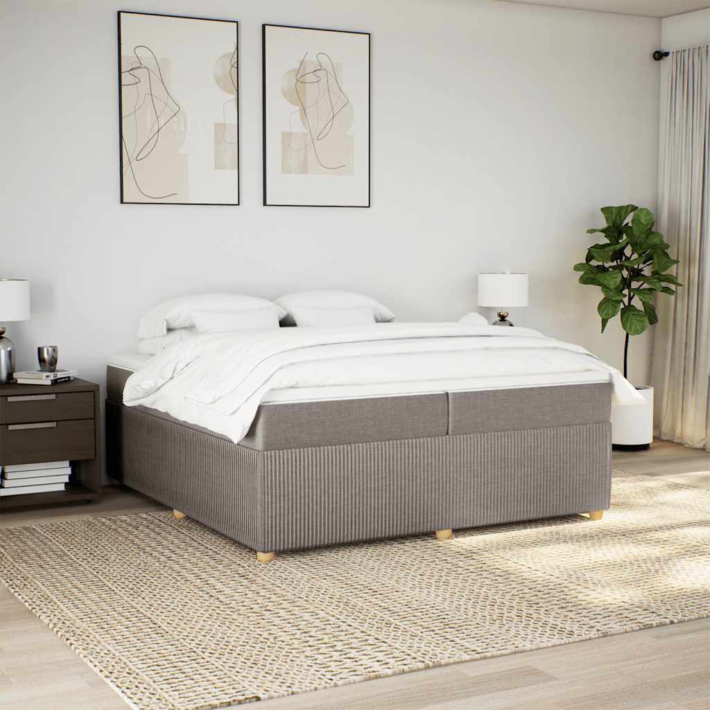 Boxspring met matras stof taupe 200x200 cm is nu te koop bij PeponiXL, paradijselijk wonen!