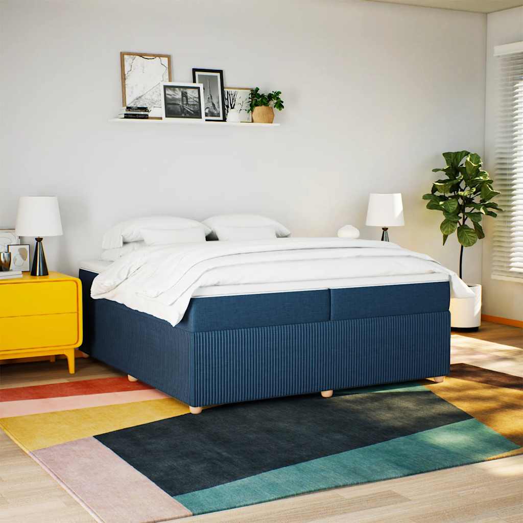 Boxspring met matras stof blauw 200x200 cm is nu te koop bij PeponiXL, paradijselijk wonen!