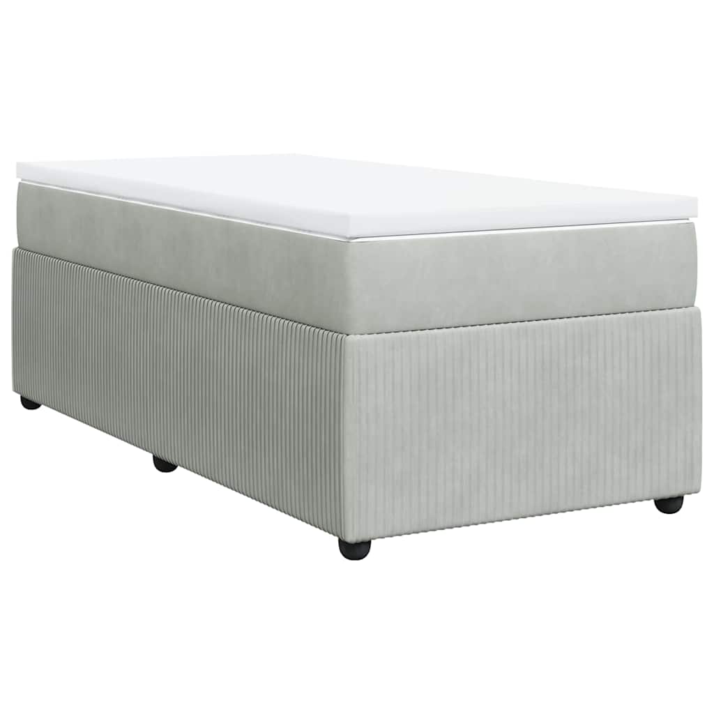 Boxspring met matras fluweel lichtgrijs 80x200 cm is nu te koop bij PeponiXL, paradijselijk wonen!