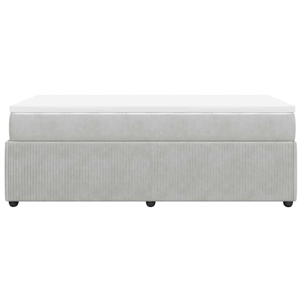 Boxspring met matras fluweel lichtgrijs 80x200 cm is nu te koop bij PeponiXL, paradijselijk wonen!