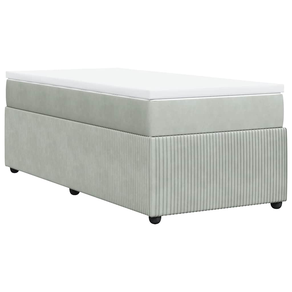 Boxspring met matras fluweel lichtgrijs 80x200 cm is nu te koop bij PeponiXL, paradijselijk wonen!