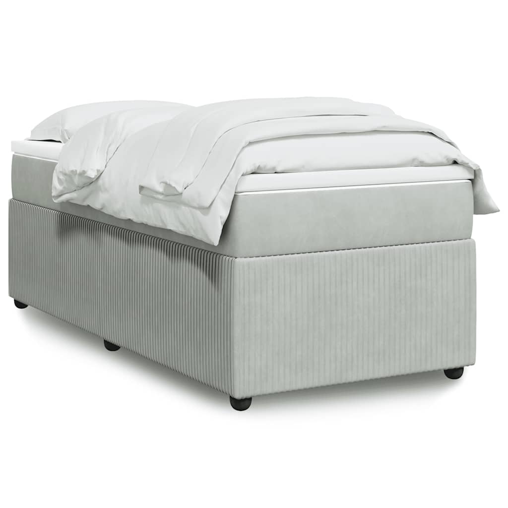 Boxspring met matras fluweel lichtgrijs 80x200 cm is nu te koop bij PeponiXL, paradijselijk wonen!