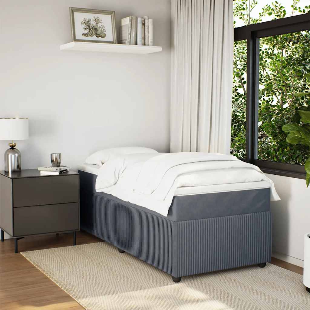 Boxspring met matras fluweel donkergrijs 80x200 cm is nu te koop bij PeponiXL, paradijselijk wonen!