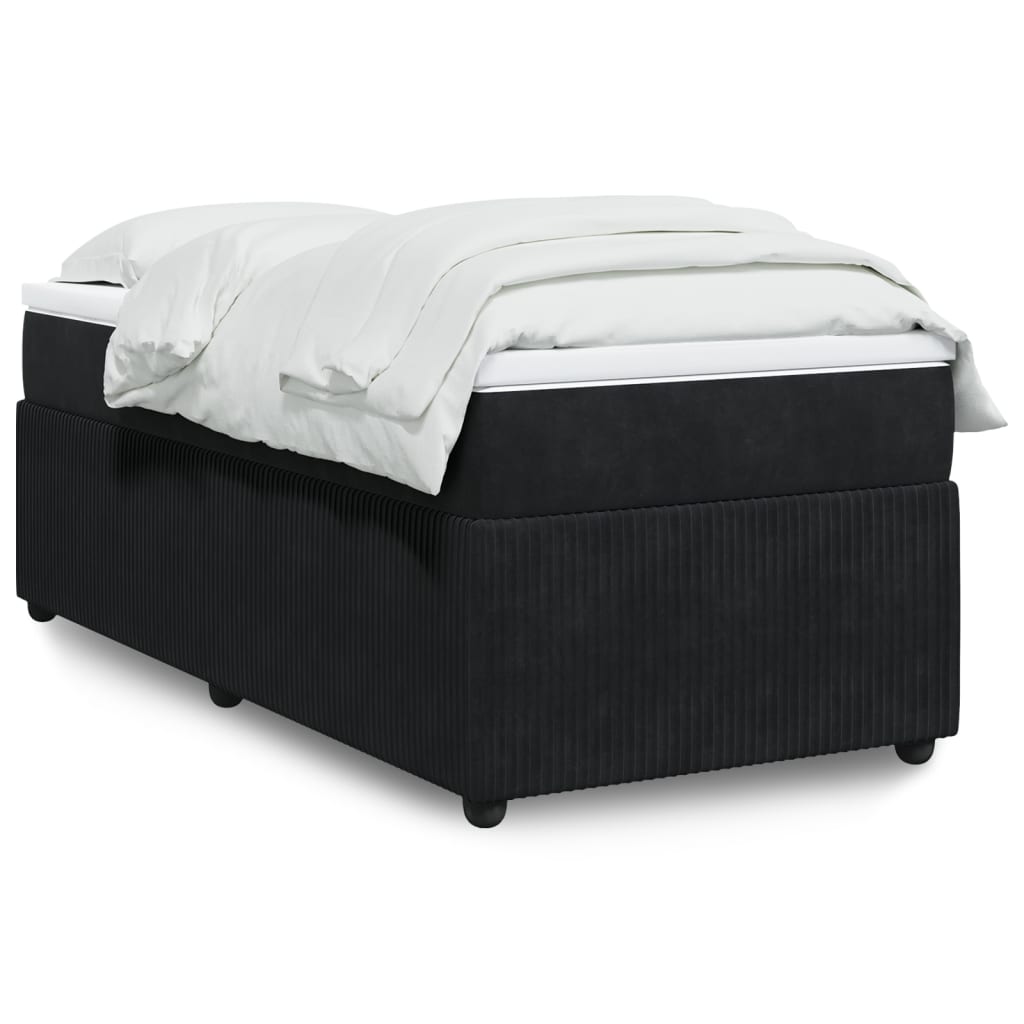 Boxspring met matras fluweel zwart 80x200 cm is nu te koop bij PeponiXL, paradijselijk wonen!