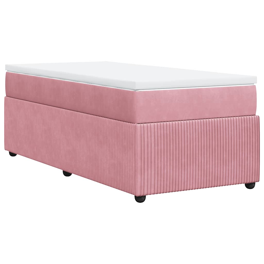 Boxspring met matras fluweel roze 80x200 cm is nu te koop bij PeponiXL, paradijselijk wonen!