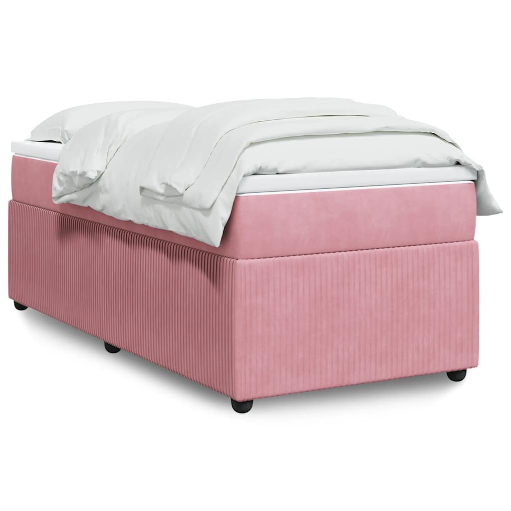 Boxspring met matras fluweel roze 80x200 cm is nu te koop bij PeponiXL, paradijselijk wonen!