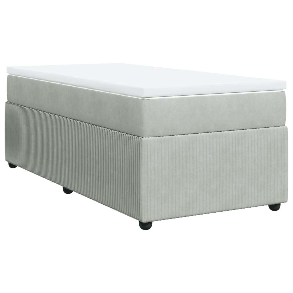 Boxspring met matras fluweel lichtgrijs 90x190 cm is nu te koop bij PeponiXL, paradijselijk wonen!