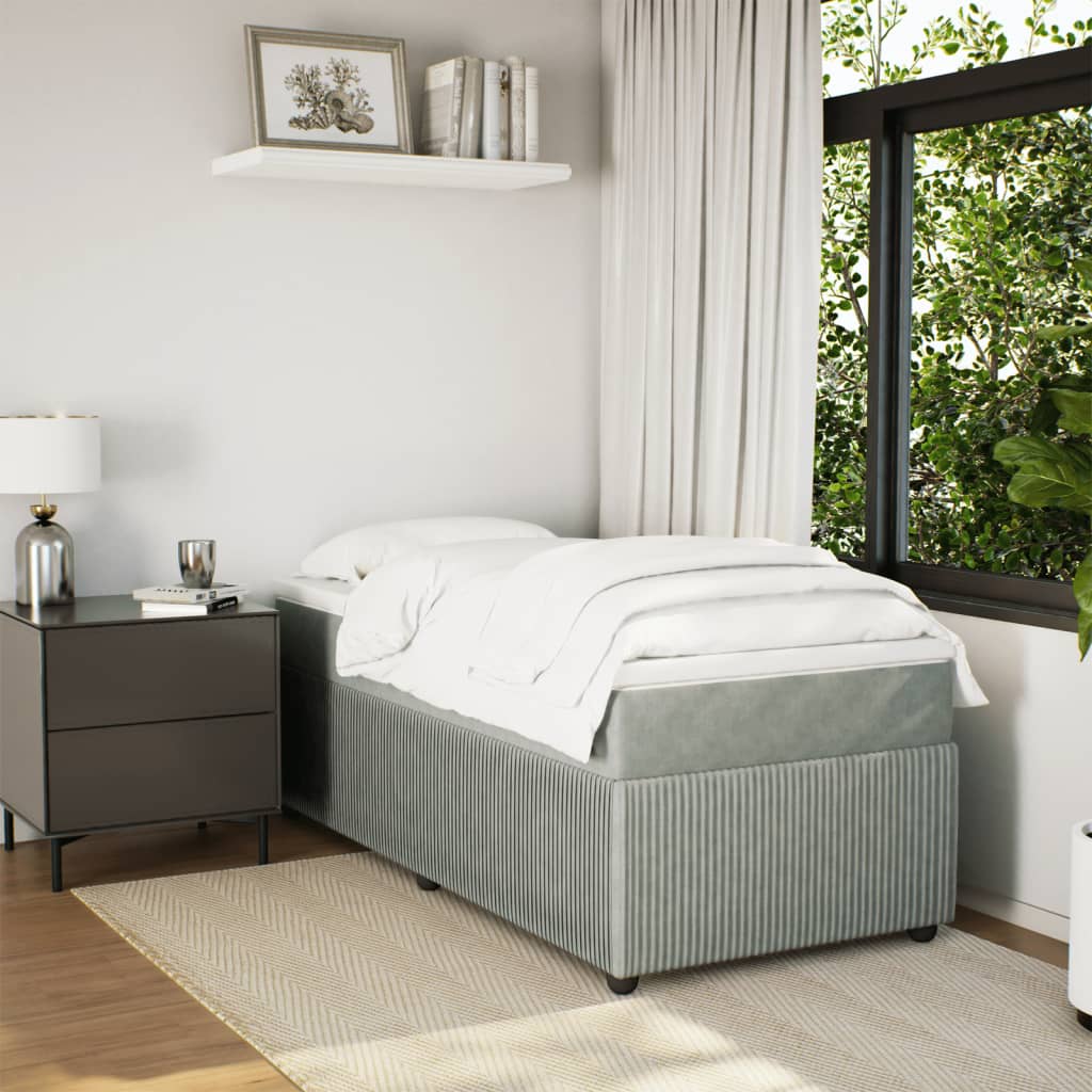 Boxspring met matras fluweel lichtgrijs 90x190 cm is nu te koop bij PeponiXL, paradijselijk wonen!