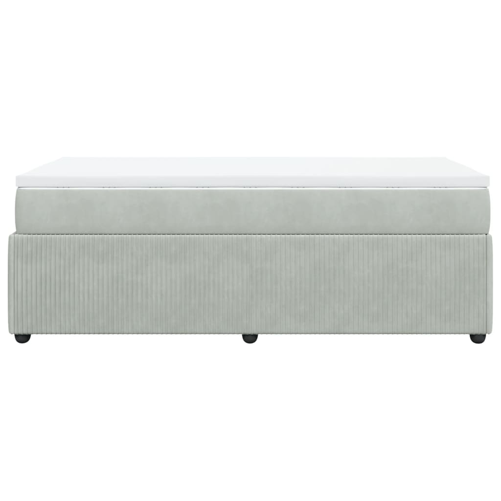 Boxspring met matras fluweel lichtgrijs 90x190 cm is nu te koop bij PeponiXL, paradijselijk wonen!