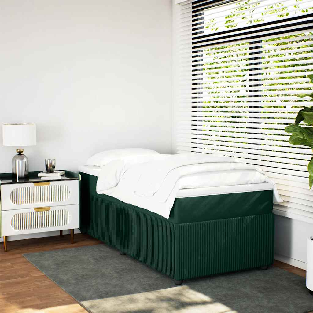 Boxspring met matras fluweel donkergroen 90x190 cm is nu te koop bij PeponiXL, paradijselijk wonen!