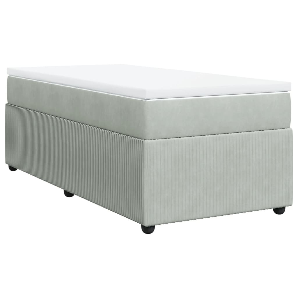 Boxspring met matras fluweel lichtgrijs 90x200 cm is nu te koop bij PeponiXL, paradijselijk wonen!