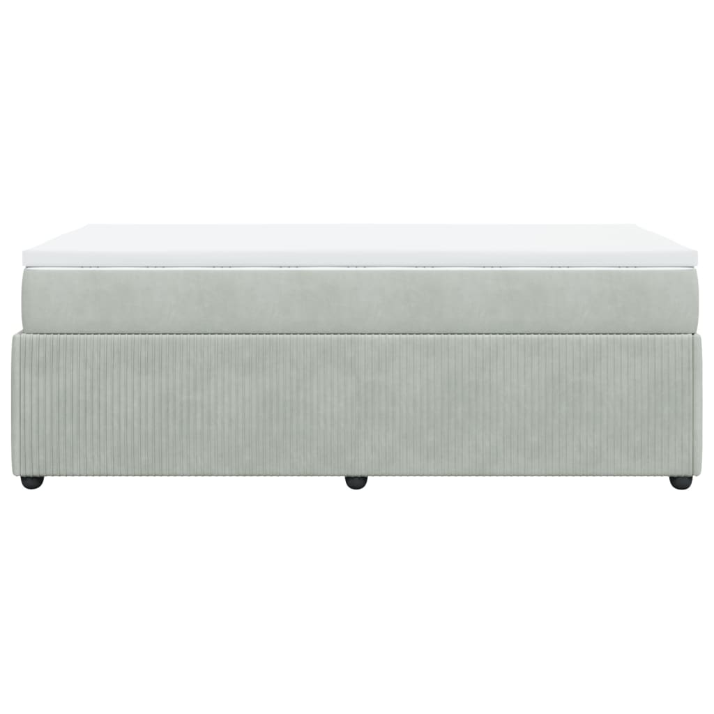 Boxspring met matras fluweel lichtgrijs 90x200 cm is nu te koop bij PeponiXL, paradijselijk wonen!