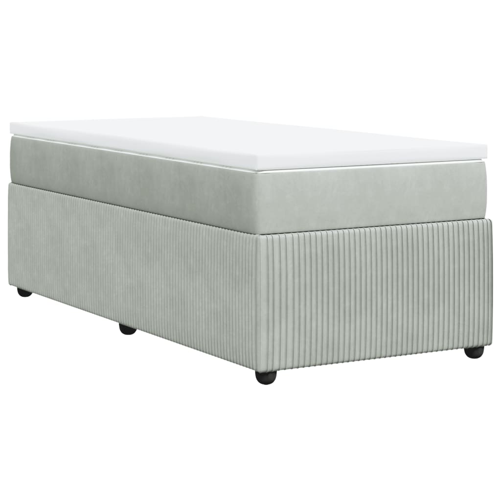 Boxspring met matras fluweel lichtgrijs 90x200 cm is nu te koop bij PeponiXL, paradijselijk wonen!