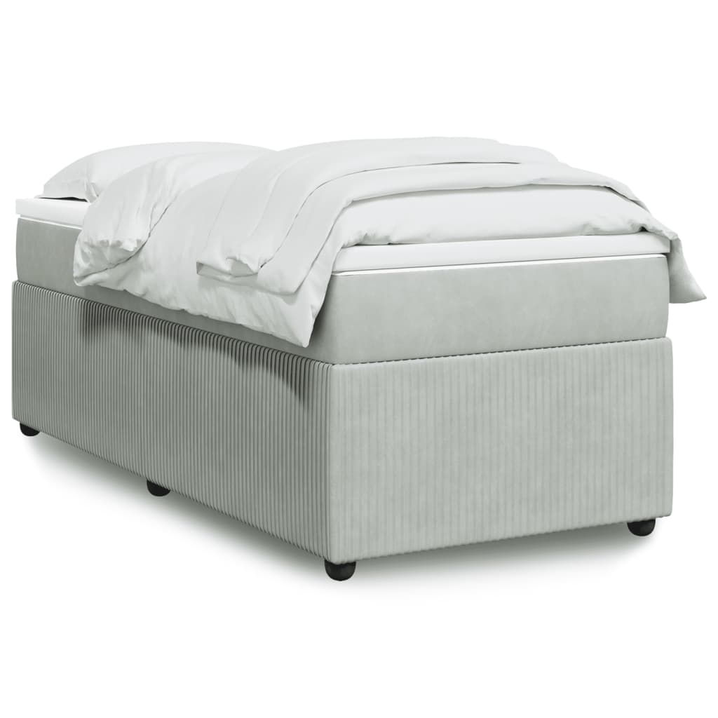 Boxspring met matras fluweel lichtgrijs 90x200 cm is nu te koop bij PeponiXL, paradijselijk wonen!
