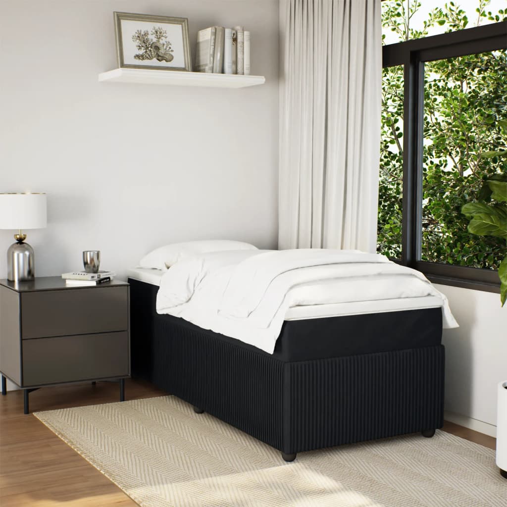 Boxspring met matras fluweel zwart 90x200 cm is nu te koop bij PeponiXL, paradijselijk wonen!
