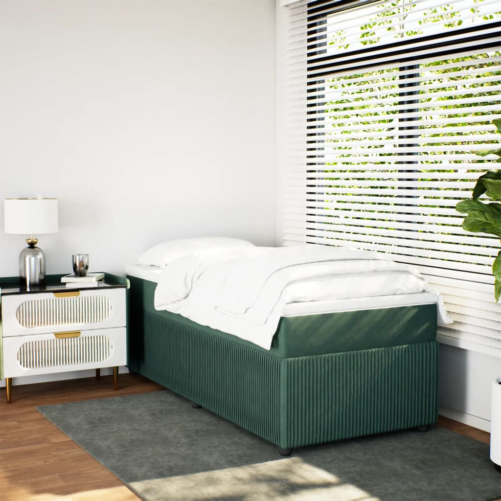 Boxspring met matras fluweel donkergroen 90x200 cm is nu te koop bij PeponiXL, paradijselijk wonen!