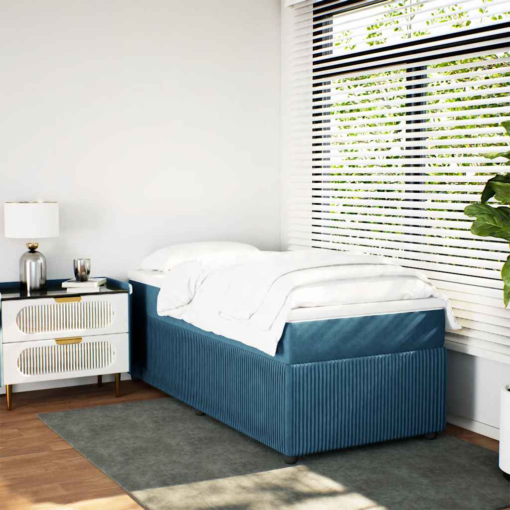 Boxspring met matras fluweel donkerblauw 90x200 cm is nu te koop bij PeponiXL, paradijselijk wonen!