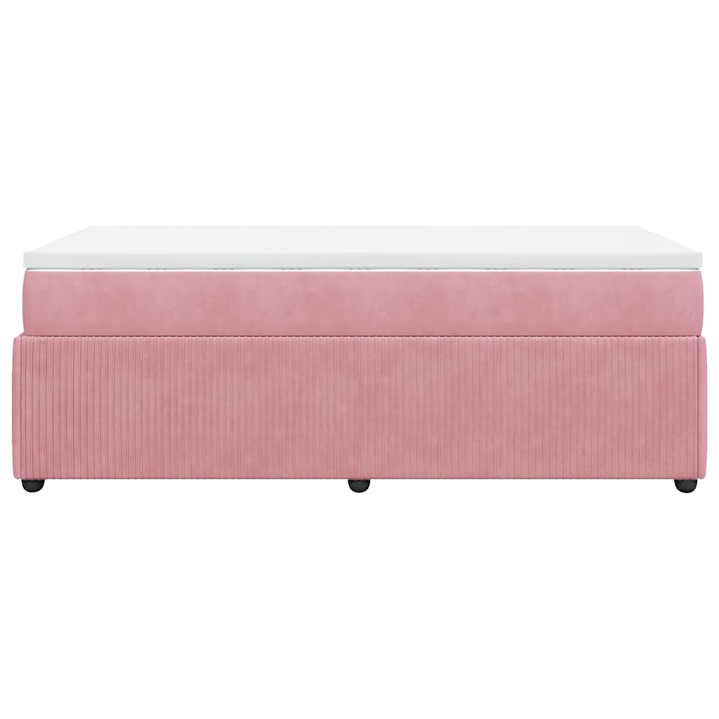 Boxspring met matras fluweel roze 90x200 cm is nu te koop bij PeponiXL, paradijselijk wonen!