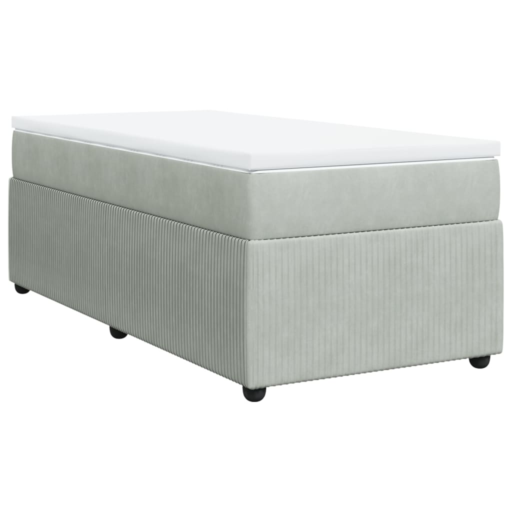 Boxspring met matras fluweel lichtgrijs 100x200 cm is nu te koop bij PeponiXL, paradijselijk wonen!